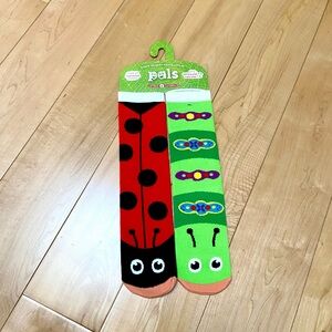 Cute Ladybug and Caterpillar foot friend mismatched pals Socks adult large